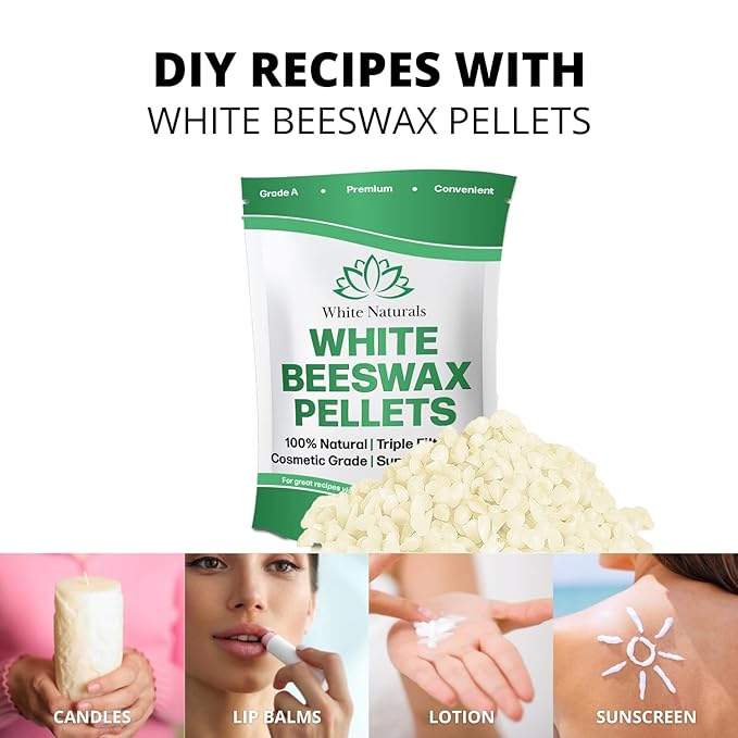 Bulk White Beeswax Pellets 5lb, Pure, Natural, Cosmetic Grade, Organic, Bees Wax Pastilles, Triple Filtered, Great For Candle Making, Soap, Food Wrap, DIY Projects Lip Balms, Lotions, and More!-VivaGrace Women