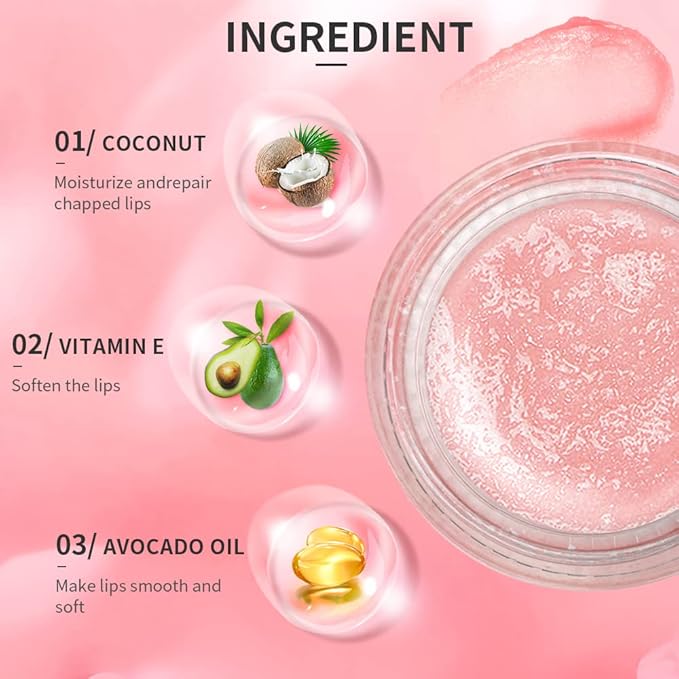 Lip Scrub, Lip Scrubs Exfoliator Moisturizer Dr.YIMAN Sugar Lip Scrub, Lip Exfoliator Scrub for Dry and Chapped Lips,Anti-Aging and Temping, Lip Mask, Lip Care Products, Lip Scrubber, Lip Moisturizer-VivaGrace Women