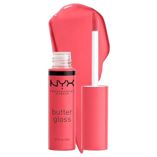 NYX PROFESSIONAL MAKEUP Butter Gloss, Non-Sticky Lip Gloss - Sorbet (Vibrant Coral)-VivaGrace Women