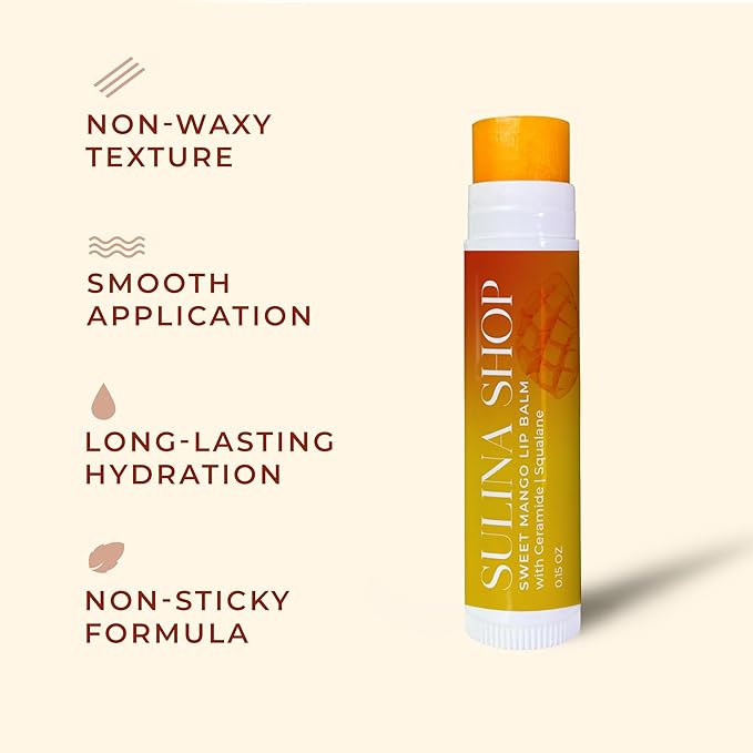 Mango Lip Balm Hydrating & Nourishing, Natural, Long-Lasting Lip Moisturizer with Castor Oil, Barrier Protection, Smooth Lip Care, Chapped Lip Repair, Non-Waxy & Cruelty-Free, Gentle for All Ages-VivaGrace Women