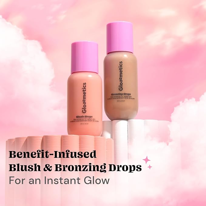 Glossmetics Sun-Kissed Glow Duo. Brightening and Moisturizing Bronzing Drops and Liquid Blush for Cheeks Makeup and Skincare for a Radiant Sun-Kissed Look! Liquid Bronzer and Dewy Blush, Pack of 2