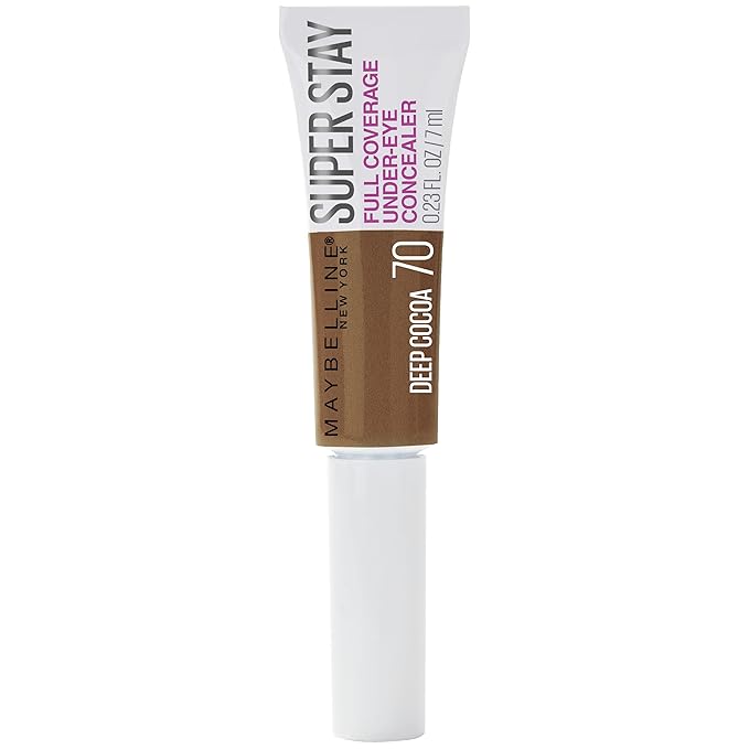 Maybelline Super Stay Super Stay Full Coverage, Brightening, Long Lasting, Under-eye Concealer Liquid Makeup Forup to 24H Wear, With Paddle Applicator, Deep Cocoa, 0.23 fl. oz.-VivaGrace Women