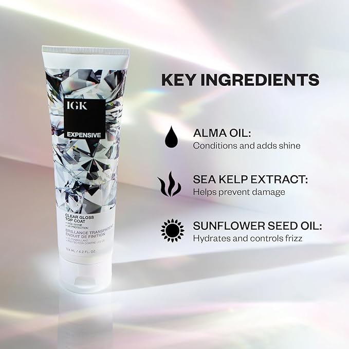 IGK EXPENSIVE Clear Gloss Top Coat | Shine + Strengthen + Smooth | Vegan + Cruelty Free | 4.2 Oz (Pack of 2)-VivaGrace Women