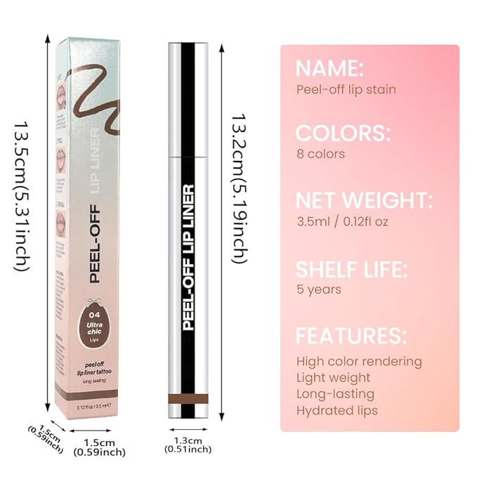 Matte Liquid Lip Stain Peel Off Lip Liner Tattoo - Light Taupe, Waterproof Smudge-Proof Lip Gloss, Long-Lasting Non-Stick Cup Formula, Natural Peel Off Design for All Skin Types #4-VivaGrace Women