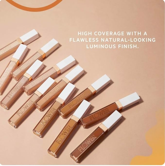 FLOWER BEAUTY By Drew Barrymore Light Illusion Full Coverage Concealer - Diffuse Dark Under Eye Circles + Blurs Blemishes - Weightless Formula + Crease Proof Makeup (Almond)-VivaGrace Women