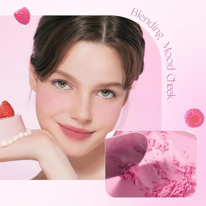 Dasique Blending Mood Cheek Special Edition #06 Berry Smoothie with FREE Juicy Dewy Tint Mini #06 Rose Apple | 4 Blendable Shades in Lightweight Smooth Powder | Korean Makeup-VivaGrace Women