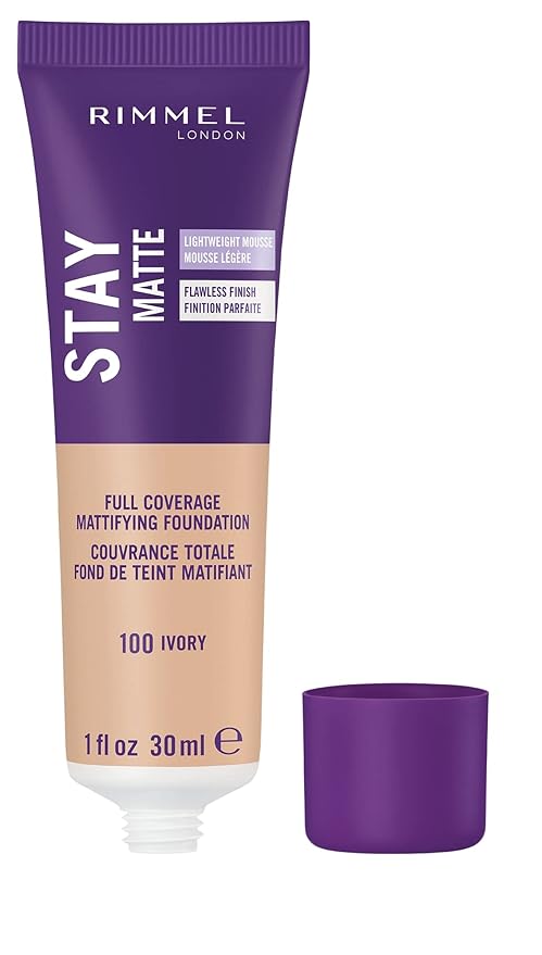 Rimmel London Stay Matte Liquid Mousse - 091 Light Ivory - Foundation, Lightweight, Shine Control, Oil-Free, 1oz-VivaGrace Women
