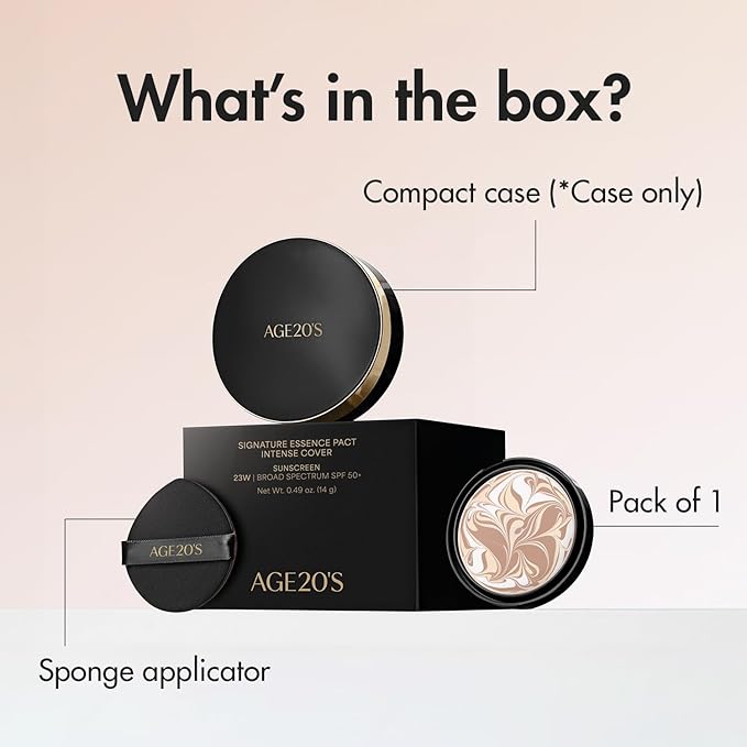 AGE20'S Signature Essence Pact SPF 50+ | Pack of 1 | 17N IVORY | Cream Foundation, Dewy Finish, Natural Coverage | Korean Cushion Foundation-VivaGrace Women