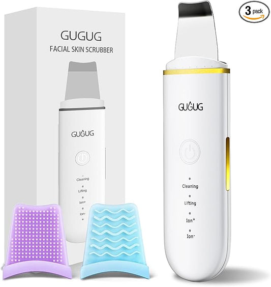 GUGUG Skin Scrubber Face Spatula Skin Spatula Pore Cleaner Blackhead Remover Tools for Facial Deep Cleansing-4 Modes -White-VivaGrace Women