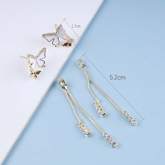 Vintage Crystal Butterfly Earrings Long Rhinestone Dangle Earrings Gold Chain Tassel Earrings Cz Butterfly Stud Earrings Jewelry for Women-VivaGrace Women