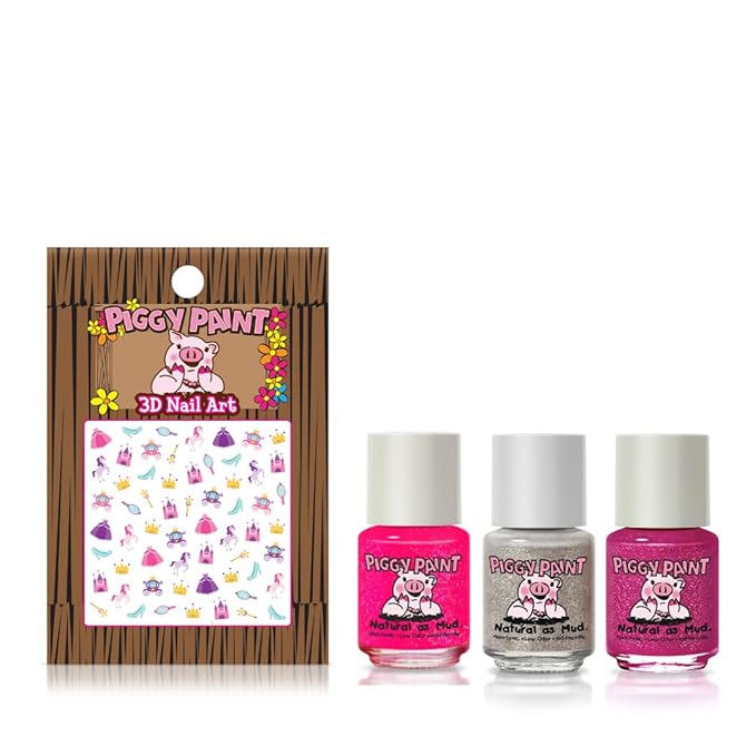 Piggy Paint | 100% Non-Toxic Girls Nail Polish | Safe, Cruelty-free, Vegan, & Low Odor for Kids | Sparkle, Sparkle! (Gift Set)