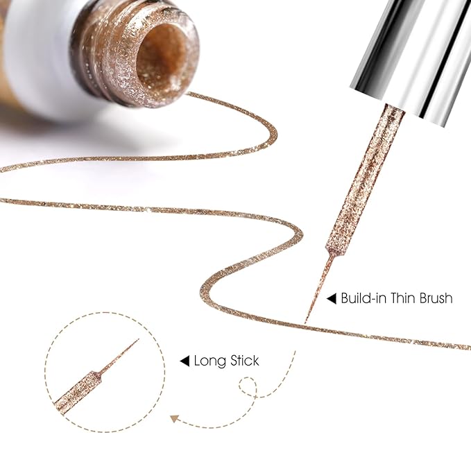 VENALISA Liner Gel Nail Polish 8ML 1 Pcs Gold Gel Polish With Thin Brush For French Nail Art Swirls Nail Design Soak Off UV Gel DIY at Home Manicure Salon