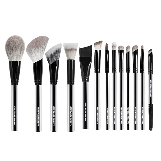 KENCOLOR Premium 13-Piece Makeup Brush Set with PU Travel Pouch – High-End Acrylic Handle, Soft Synthetic & Natural Bristles, Dense & Non-Absorbent, for Flawless Application-VivaGrace Women