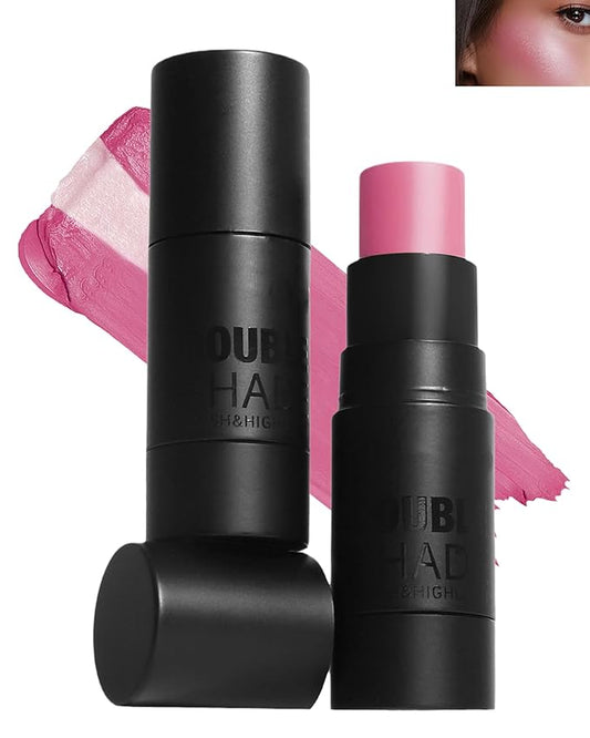 Cream Blush Stick Makeup for Cheeks, Multi Blush & Highlighter Contour Stick, Long Lasting Waterproof Pink Creme Blush Bronzer Stick, Lightweight Matte and Dewy Finish,Face Shaping Makeup for Women-06-VivaGrace Women