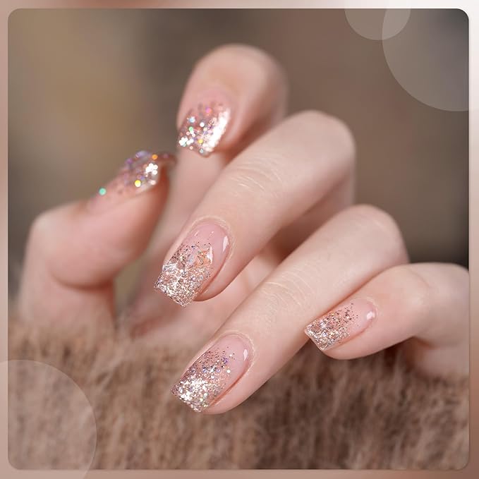 GAOY Sparkly Gel Polish, 16ml Champagne, Diamond Shiny UV Gel for Nail Art, Soak Off Nail Polish Home DIY, 2349 Gilded Bubbles