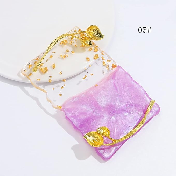 2023 Retro Nail Art Palette, Nail Painting Mixed Color Palette with Leaves Handle, Nail Holder Gel Color Makeup Display Board Pallet (Purple)-VivaGrace Women