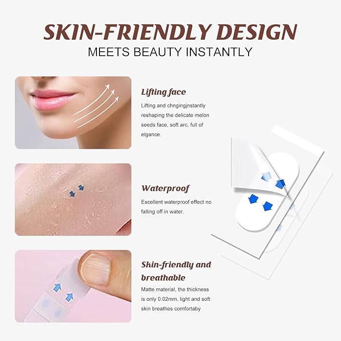 Face Lift Tape Invisible,Face Lifting Tape, Facelift tape, 120PCS, face tape for Double Chin, Saggy Skin,Wrinkles Lifting,live streaming,V-Shaped Face Lifter Patch Overnight-VivaGrace Women
