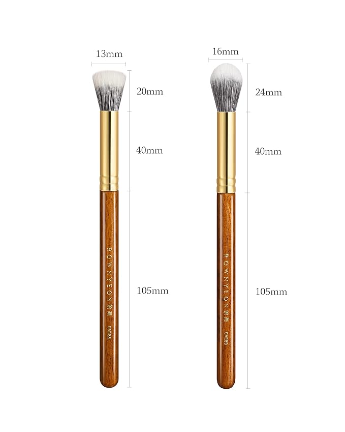 Desert Oak Series Dual Wool Blush Brush - Flat Top Goat Hair for Diffused Powder & Cream Blush, Seamless Blending, Bubinga Handle (CM 188)-VivaGrace Women