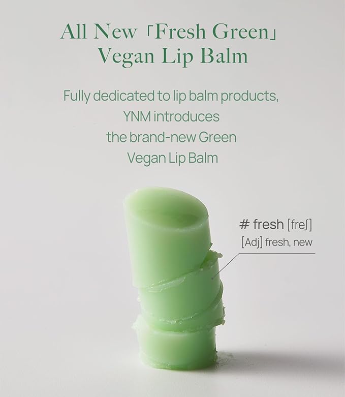 YNM Fresh Green Lip Balm 4g, Certified Vegan, Non-Sticky Sleep Lip Mask, k-beauty, Made in Korea, Irrtation index of 0.000, Super centella complex, Centella asiatica extract-VivaGrace Women