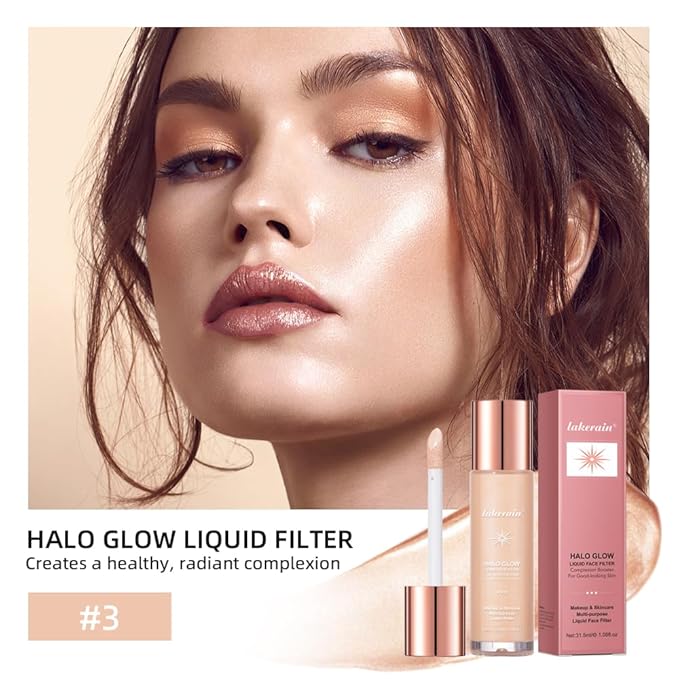 Halo Glow Liquid Face Filter, Complexion Booster For A Glowing, Soft-Focus Look, Infused With Hyaluronic Acid, Vegan & Cruelty-Free 1.06 OZ/31.5ml -08-VivaGrace Women
