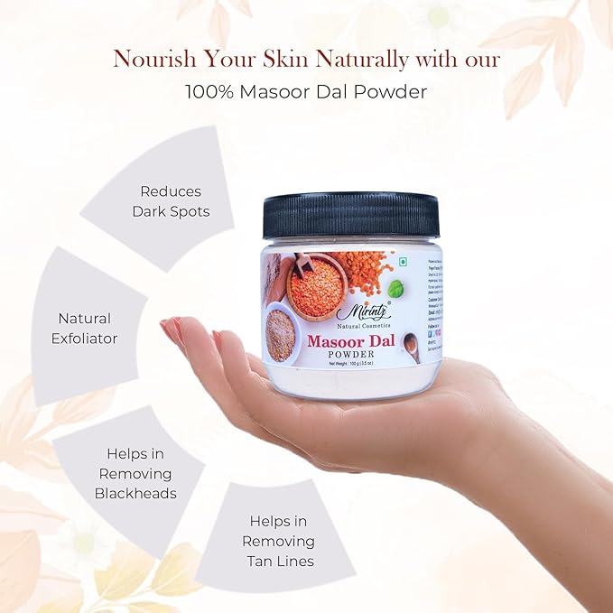 100% Natural Masoor Dal Powder | (3.5 Oz) Organic Lentils Powder for Face & Skin | Red Lentils Powder for Natural Face Pack | Dried Masoor Dal Cleansing Powder & Skin Brightener for Face-VivaGrace Women