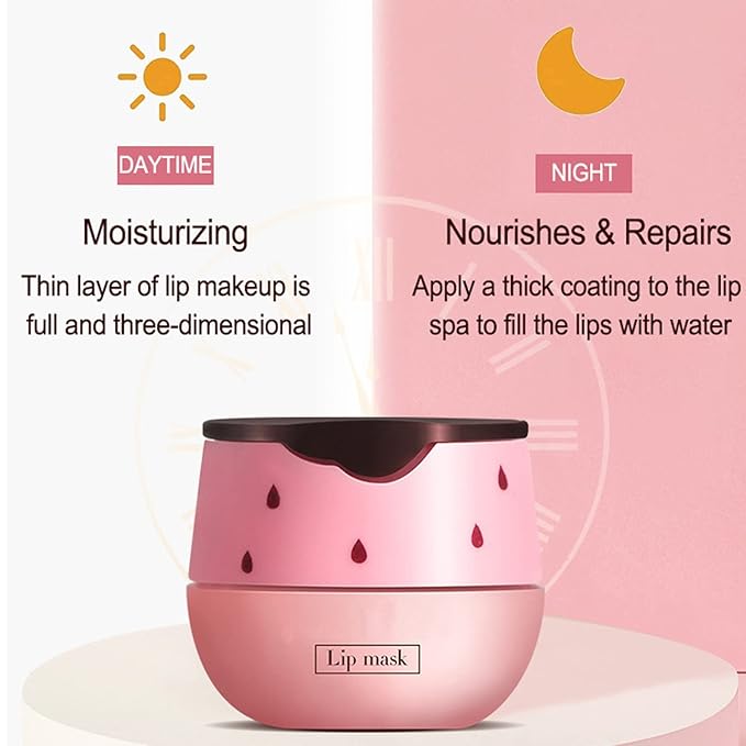 Strawberry Lip Sleeping Mask,Plumping Lip Hydrating Bee Lip Balm Honey Pot Propolis Moisturizing Lip Balm With Stick,Lip Exfoliating Bee Lip Balm Sleeping Lip Mask-VivaGrace Women