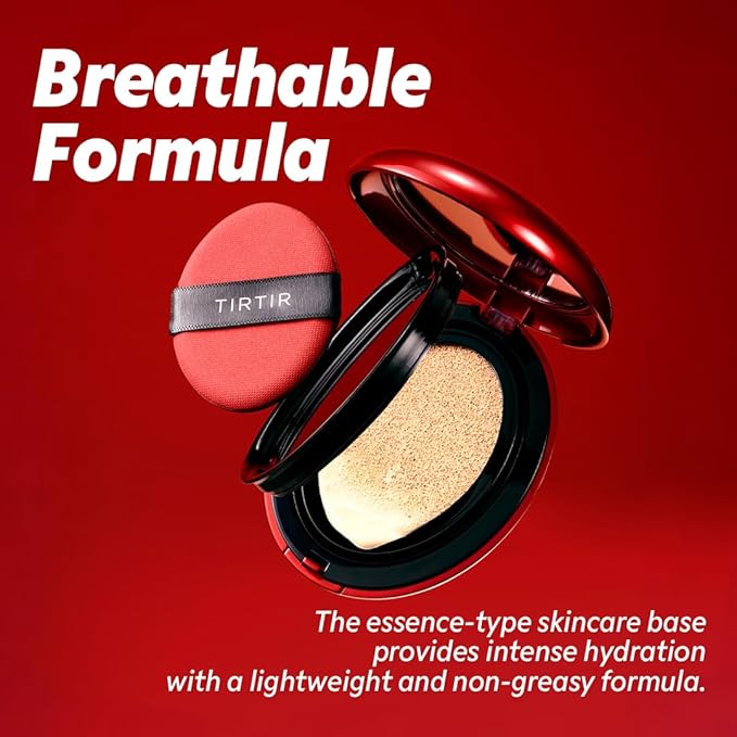 TIRTIR Mask Fit Red Cushion Foundation | Full coverage, Weightless, Skin fit, Satin Glow Finish, Korean Makeup BB Foundation, beauty, Tattoo cover up, Buildable (#13N Fair Ivory, 0.63 Fl Oz)-VivaGrace Women