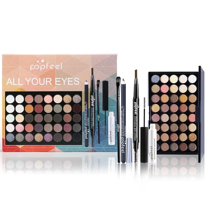 All in One Eyeshadow Palette Makeup Set, Makeup Kits with Makeup Brush, Mascara, Eyebrow Pen,Travel Makeup Bundle Holiday Surprising Makeup Gift Box for Women Girls, Vegan, Maquillage-VivaGrace Women