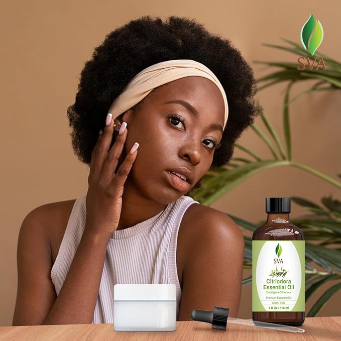 SVA Lemon Eucalyptus Essential Oil – 4 Fl Oz – 100% Natural Citriodora Oil - for Diffuser, Hair Care, Face, Skin Care, Aromatherapy, Scalp and Body Massage, Soap and Candle Making – with Dropper-VivaGrace Women