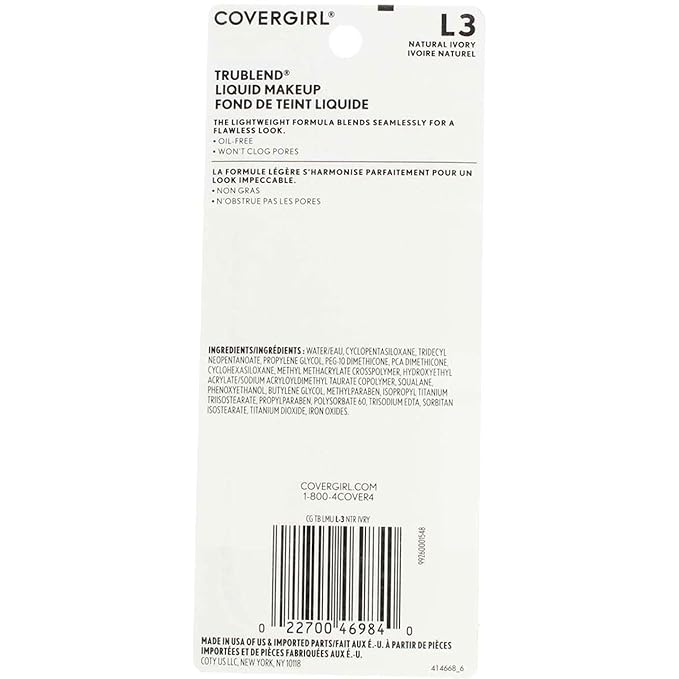 COVERGIRL Trublend Oil-Free Liquid Foundation, Lightweight, Dewy Finish, 1 Fl Oz, Hydrating Foundation, Moisturizing Foundation, Cruelty-Free Foundation, Blends Seamlessly, Won't Clog Pores-VivaGrace Women