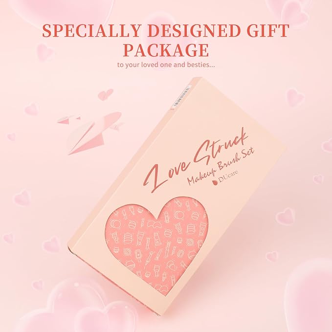 DUcare Makeup Brushes Set 14Pcs Love Struck Makeup Brush Set Premium Synthetic Kabuki Foundation Blending Face Powder Blush Concealers Eye Shadows Brushes-VivaGrace Women