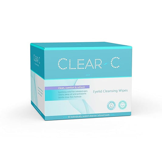Clear C Eyelid Wipes Pre-Moistened for Dry Eyes – Rinse Free Eye Lid Cleaning Wipes – Individually Wrapped Travel Eye Wipes, 1 Box of 30-VivaGrace Women