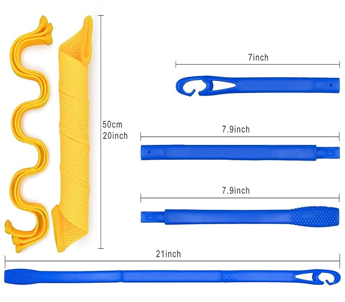 48PCS Hair Curlers Heatless Spiral and Wave Two Styles’Curls(20inch) No Heat Curlers with 4PCS DIY Styling Hooks for Women and Girls’ Medium or Long Hair (20 inch)-VivaGrace Women