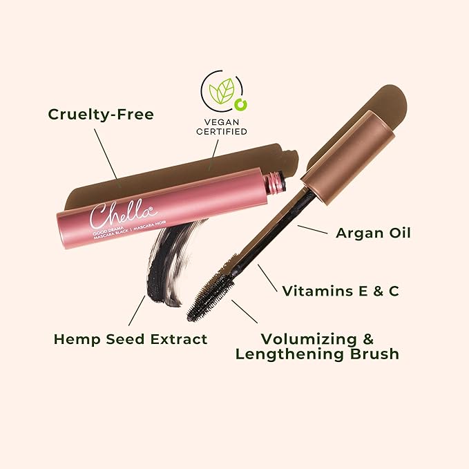 Chella Good Drama Vegan Mascara, 0.33 Fl. Oz (Burgundy)