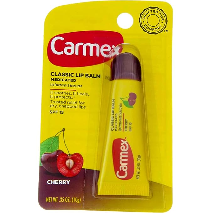 Carmex Classic Lip Balm Cherry SPF 15, 0.35 Ounce Pack of 3 (Tube in Blister Pack), Presentation may vary-VivaGrace Women