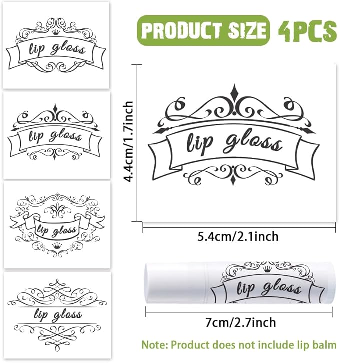 OLYCRAFT 100Pcs Self-Adhesive Lip Balm Tag Stickers 1.7x2.1 inch Vintage Damask Border Waterproof Adhesive Label with Word Lipstick Tag Sticker for Lip Balm Container Tubes Lipstick Wrapping Decor-VivaGrace Women