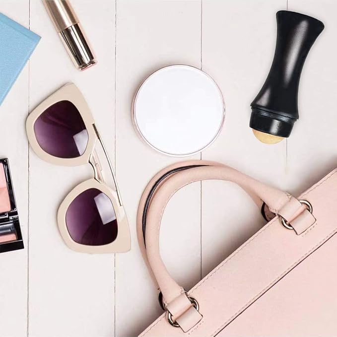 2Pcs Volcanic Face Roller Oil Control On The Go Oil-Absorbing Blotting Tool Natural Volcanic Roller Stone Ball (Black and White)-VivaGrace Women