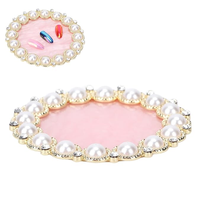 Resin Stone Nail Art Palette, Nail Art Display Board Cosmetic Nail Mixing Palette Drawing Color Mixing Nail Art Painting Gel Palette Tips Display Plate(Golden)-VivaGrace Women