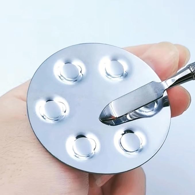 Metal Mixing Palette Makeup Spatula, Foundation Mixing Palette Hand, Make Up Tools Mini Mixing Tray with Finger Ring, Small Makeup Mixing Palette, Pack of 2-VivaGrace Women
