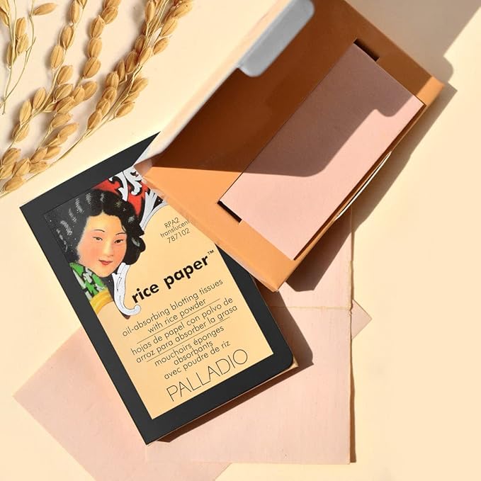 Palladio Rice Paper Facial Tissues for Oily Skin, Face Blotting Sheets Made from Natural Rice, Oil Absorbing Paper with Rice Powder, 2 Sided, Instant Results, Warm Beige, 40 Count (Pack of 3)-VivaGrace Women