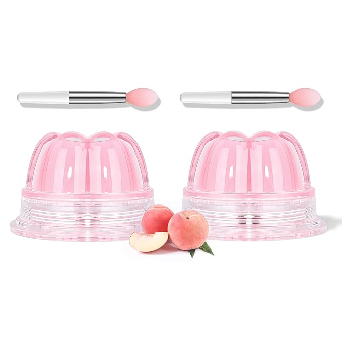 2Pc Jelly Lip Mask Overnight,Fruity Peach Lip Sleeping Mask Day Night Repair Kawaii Lip Balm Hydrate Plump Dry Lip Scrubs Exfoliator,Lip Care Lip Moisturizer with Collagen-Peach-VivaGrace Women