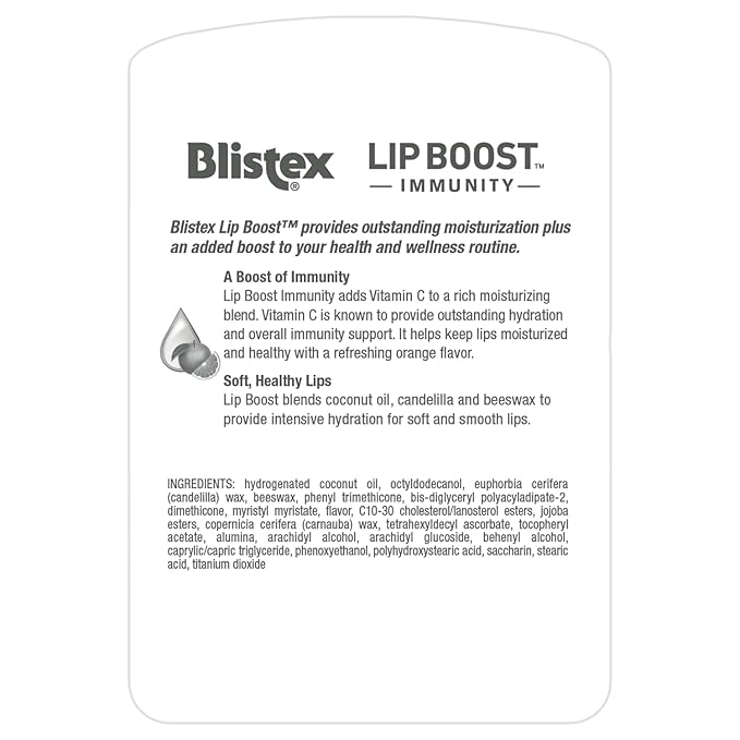 Blistex Lip Boost Immunity, Lip Balm, Intensive Hydration, Vitamin C, Coconut Oil & Beeswax, Moisturizer (Pack of 2)-VivaGrace Women