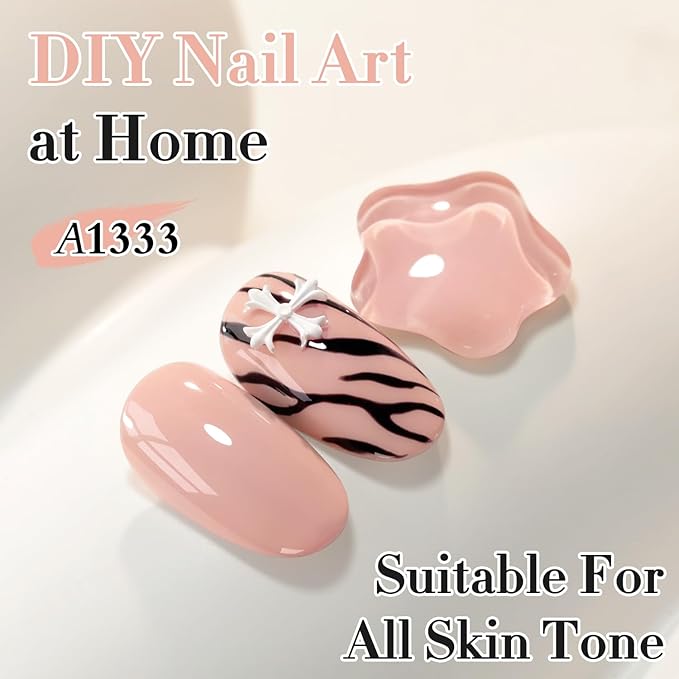 Double Rhythm 0.50 OZ Gel Polish Hema Free Same Color Same Bottle Golden Round Translucent Neutral Natural Milky 15 ML Jelly UV Polish Art DIY at Home (Nude-C1333)