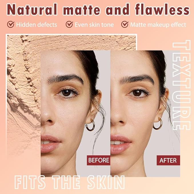 Oil Control Face Pressed Powder, Matte powder setting powder, long-lasting and waterproof loose powder, Flawless Lightweight Face Cosmetics, Cruelty-free, (05, 1 Pcs)-VivaGrace Women
