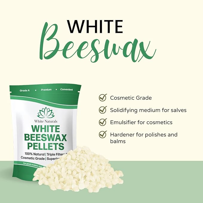 White Beeswax Pellets 8 oz, Pure, Natural, Cosmetic Grade, Bees Wax Pastilles, Triple Filtered, Great For DIY Lip Balms, Lotions, Candles By White Naturals-VivaGrace Women