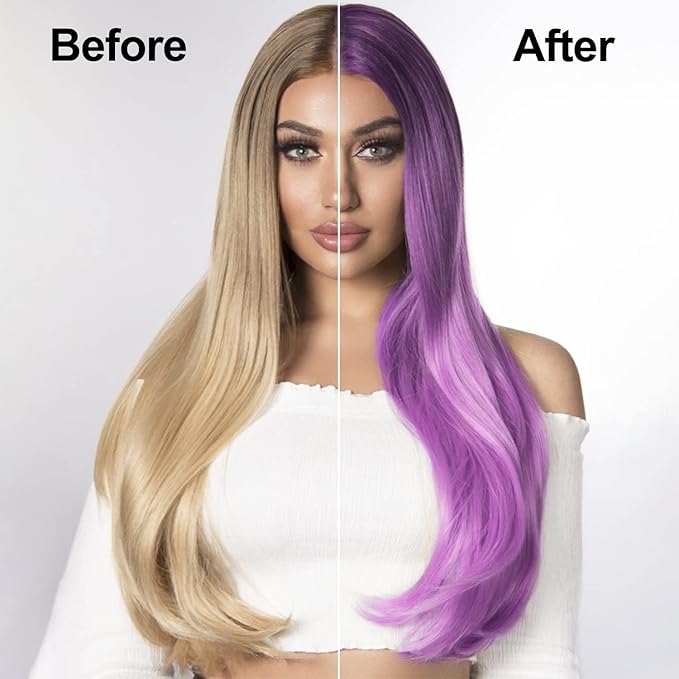 Purple Hair Dye Shampoo 3 in 1 for Vibrant Hair Color, Long-lasting & Natual Hair Color Shampoo, Herbal Ingredients Natural Shampoo Hair Dye Effect in Minutes, Gifts for Men Women 500ml-VivaGrace Women