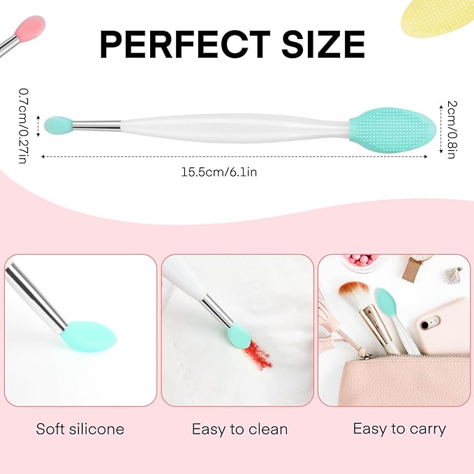 Unaone Lip Scrub Brush - 3 PCS Dual-ended Lip Scrubber Exfoliator and Silicone Lip Brush, 2-in-1 Silicone Lip Scrub Tool Lip Mask Applicator, Gentle Exfoliator & Applicator for Soft-VivaGrace Women