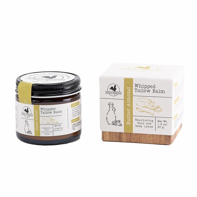 Handmade Whipped Tallow Balm (Butter Almond): Fragrance-Free, No Essential Oils - 1.3 oz-VivaGrace Women
