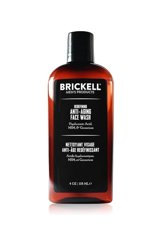 Brickell Men's Redefining Anti-Aging Face Wash For Men, Natural and Organic, Foaming Gel Face Wash Firms & Plumps Skin to Reduce Signs of Aging (Scented, 4 oz)-VivaGrace Women