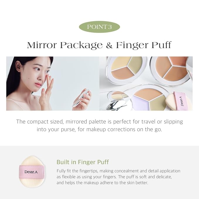 Dr.Althea Dear.A Perfect Cover Concealer Palette - Vegan Fomula, Conceal, Cover, Correct, Contour, Highlight, Multi concealer balette, Finger puff included (C03)-VivaGrace Women